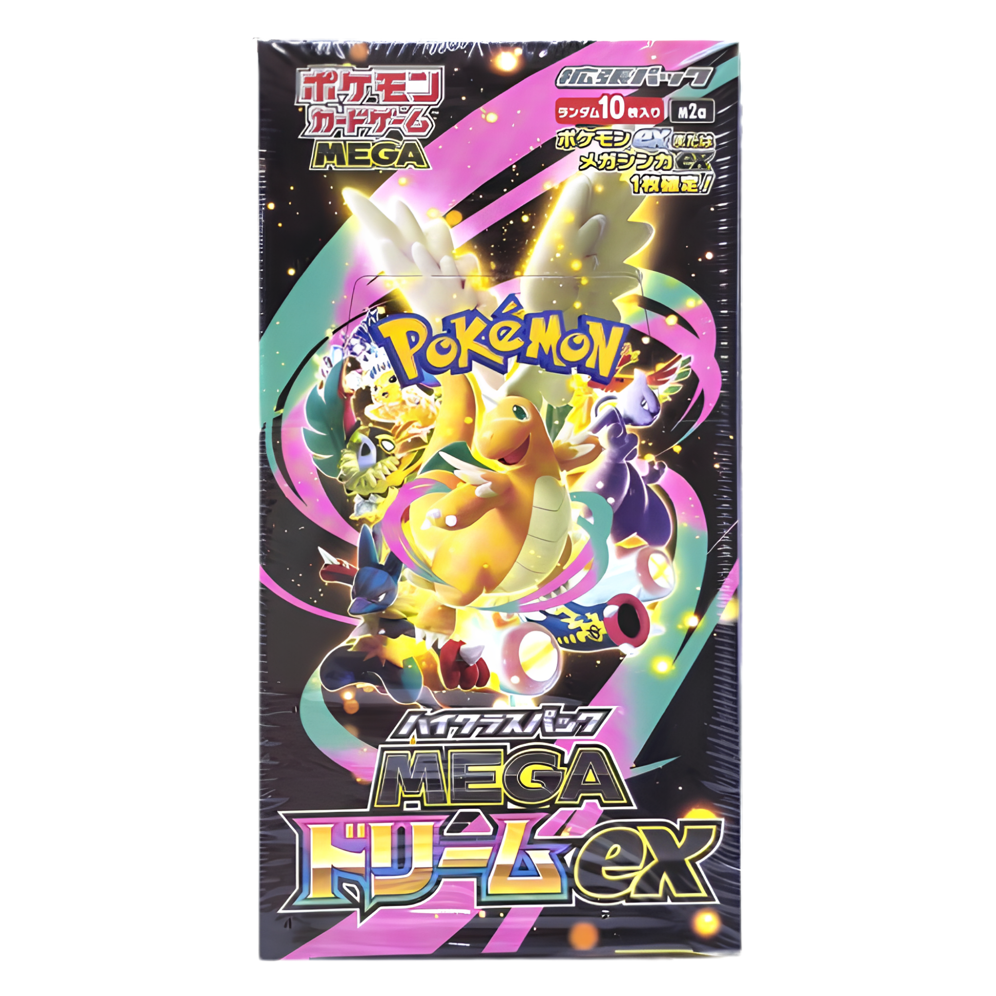 Pokémon Mega Card Game packaging with a Pokémon character on a colorful background