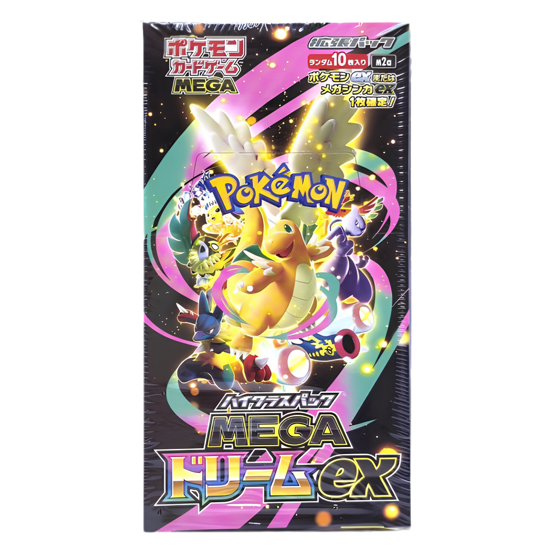 Pokémon Mega Card Game packaging with a Pokémon character on a colorful background