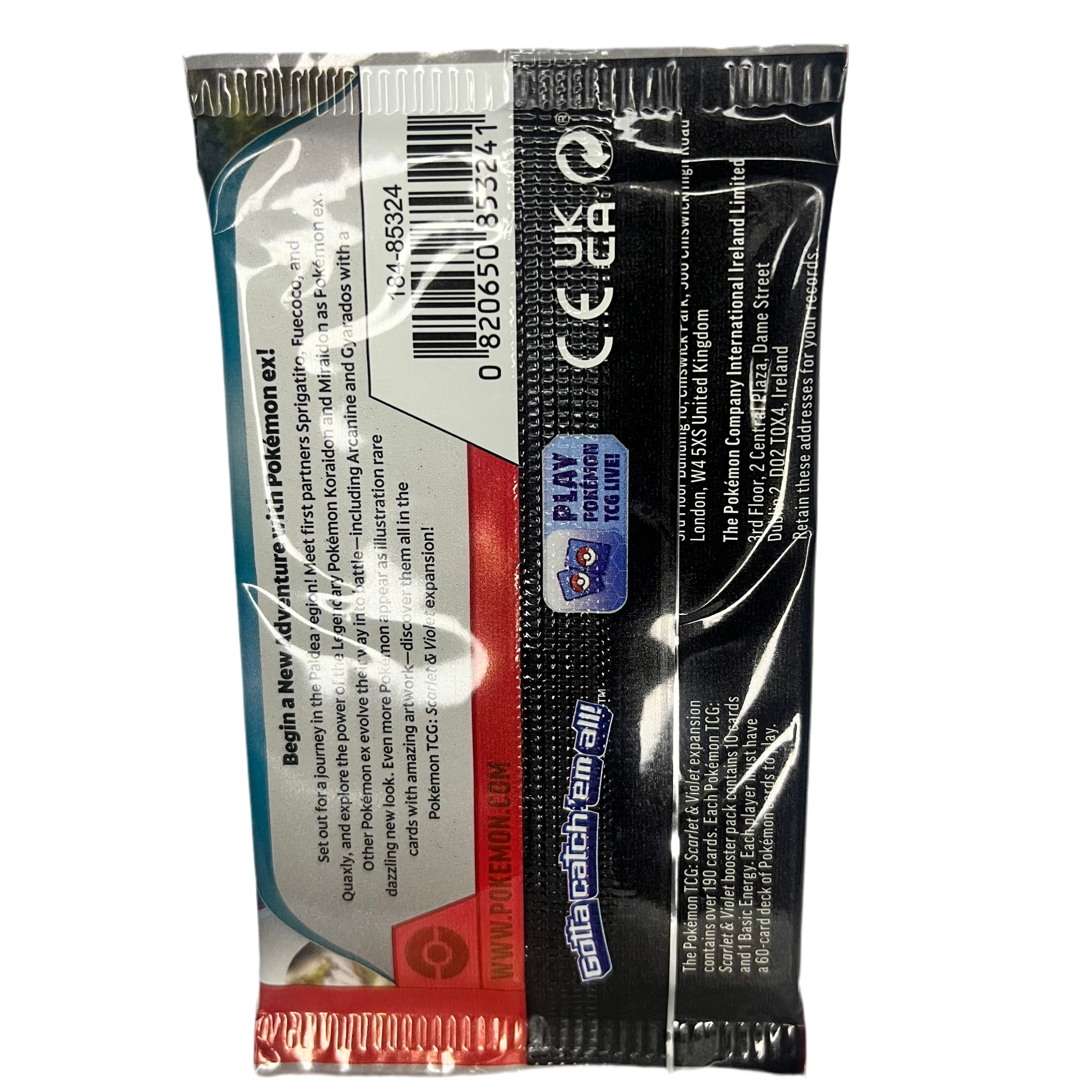 Pokémon cards - scarlet & Violet TCG Booster pack back view no background