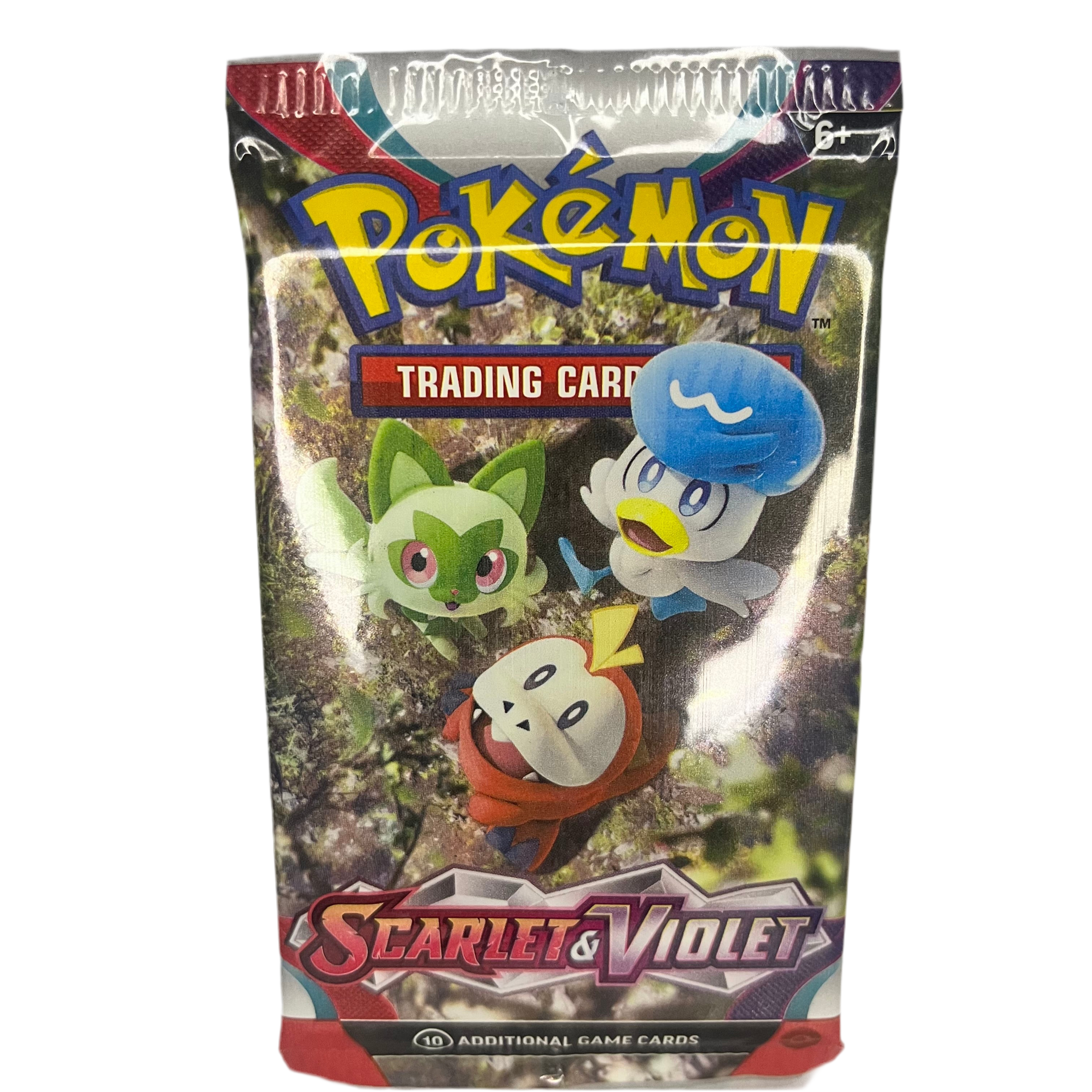 Pokémon cards - scarlet & Violet TCG Booster pack Front view zoomed in with no background