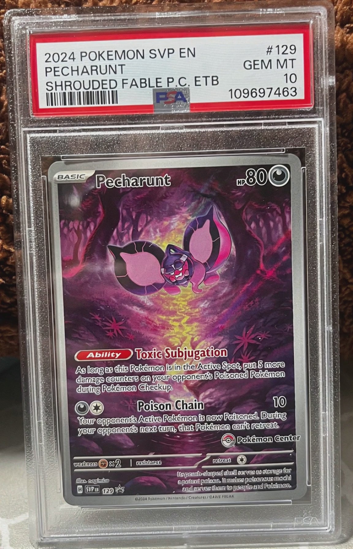 PSA graded Pokemon Cards - Pecharant (Pokemon Center) - Jay Poke Hub LLC PSA graded number 109697466 Mint #129 video 360 view 