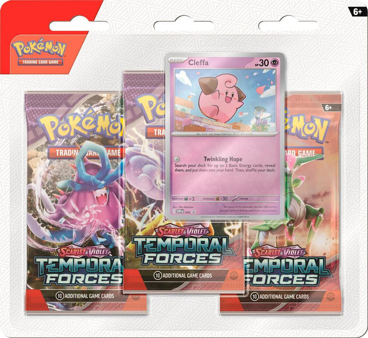 3 pack blister Pokémon Cards sealed pack cleffa Pokémon Temporal Forces 3-Pack Blister front  - Jay Poke Hub LLC